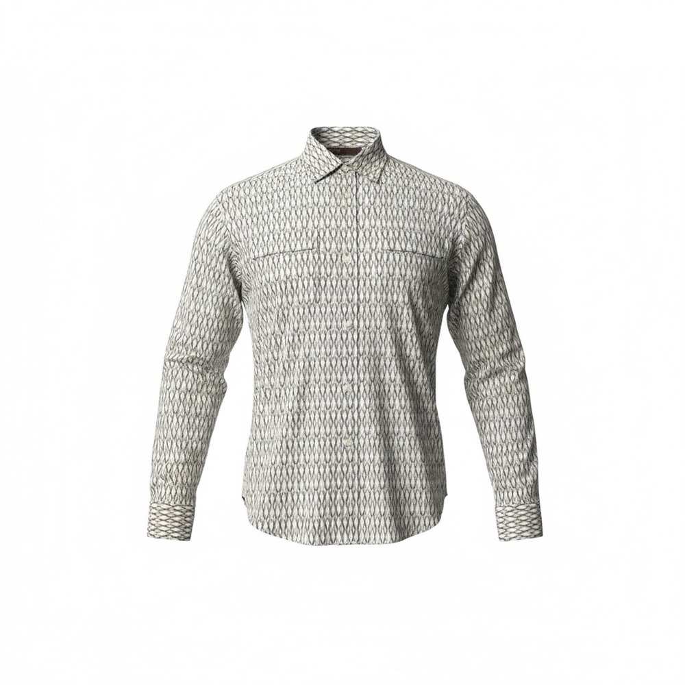 Perry Ellis Men’s Long Sleeve Button Down Geometric Pattern Casual Dress Top